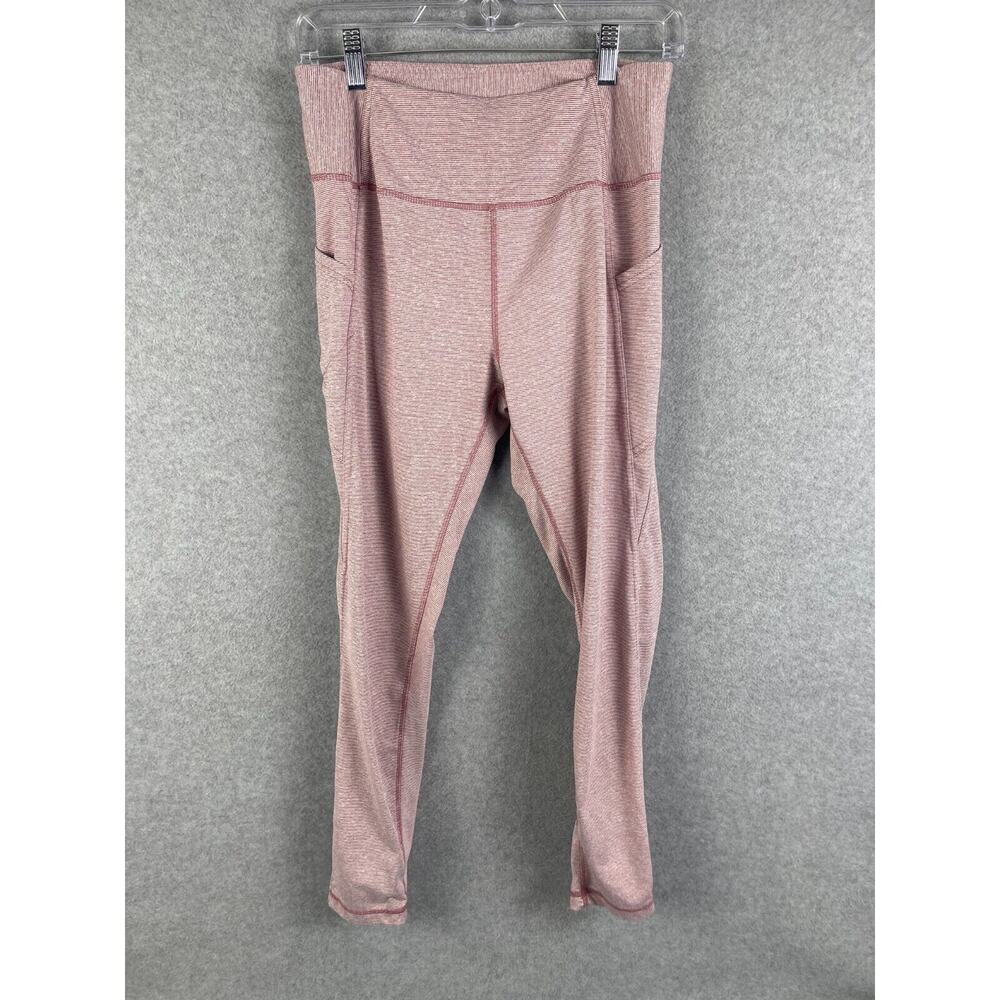 Danskin Active High Rise Leggings Women's Size M Pocket Striped‎ Purple White